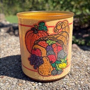 Vintage Crysto-Glass Fall Cornucopia Sugar Frosted Candle Greenbrier Studios